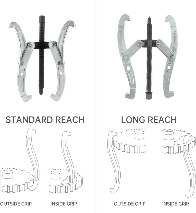 ChgImposs 10 Inch 3-Jaw Gear Puller, 2 Jaw 3 Jaw Puller for Pulley Gears Bearings and Flywheels, Heavy Duty Pulley Puller with Reversible Jaws, High Carbon Steel Removal Tool Bearing Puller Tool - Image 4